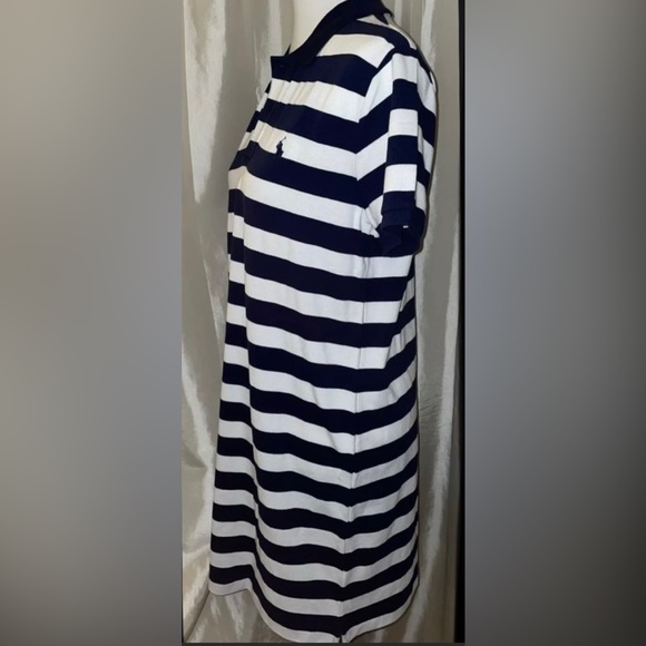 🎉HP🎉New! Polo Ralph Lauren Navy/WhiteStriped MiniMesh Classic Polo Dress L🐎🤍 - Picture 6 of 13